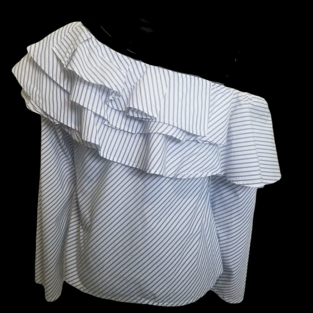 ⭐️ GAP Off The Shoulder Long Sleeve Ruffled Collar 100% Cotton Top sz S